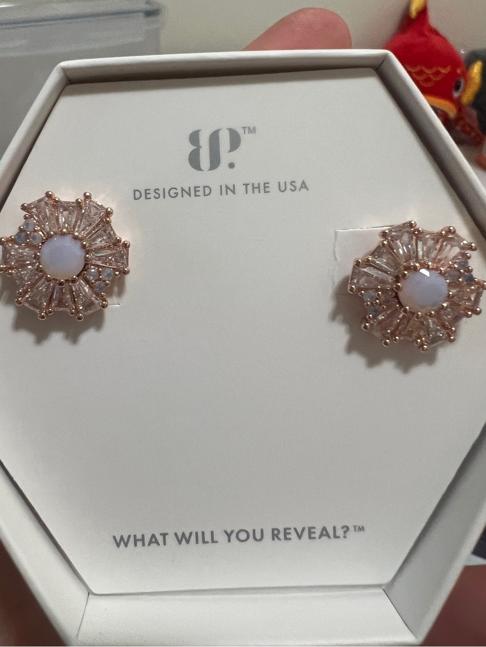 Elegant Rose Gold moonstone Stud Earrings - Feminine Floral Design